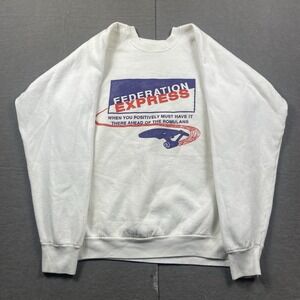 Vintage Star Trek Federation Express Crewneck Sweater Mens XL White 90s USA